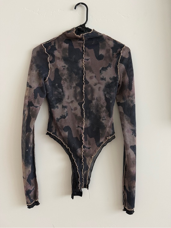 I.AM.GIA Tops - I.AM.GIA Black & Brown Mesh Long-Sleeve Bodysuit
